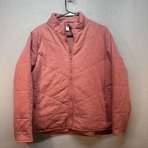 Three Dots Jacket Womens Medium Pink Quilted Pockets Lined Outdoor Warm